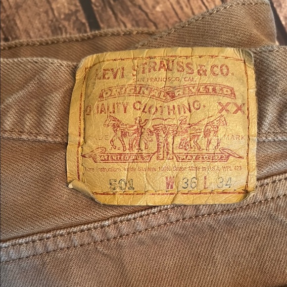 Levi's 501 Button Fly Brown Jeans Sz 36x34 - Picture 2 of 5